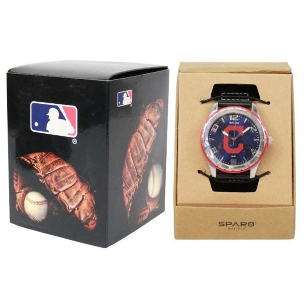 MLB Cleveland Guardians Watch Men's Gambit Style Jewelry Wrist Band Black New